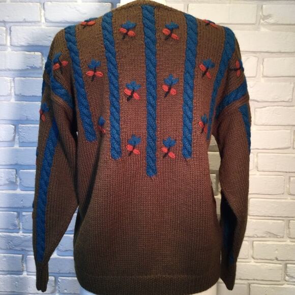 Vtg SKYR 100% wool crew neck sweater M - Picture 3 of 4